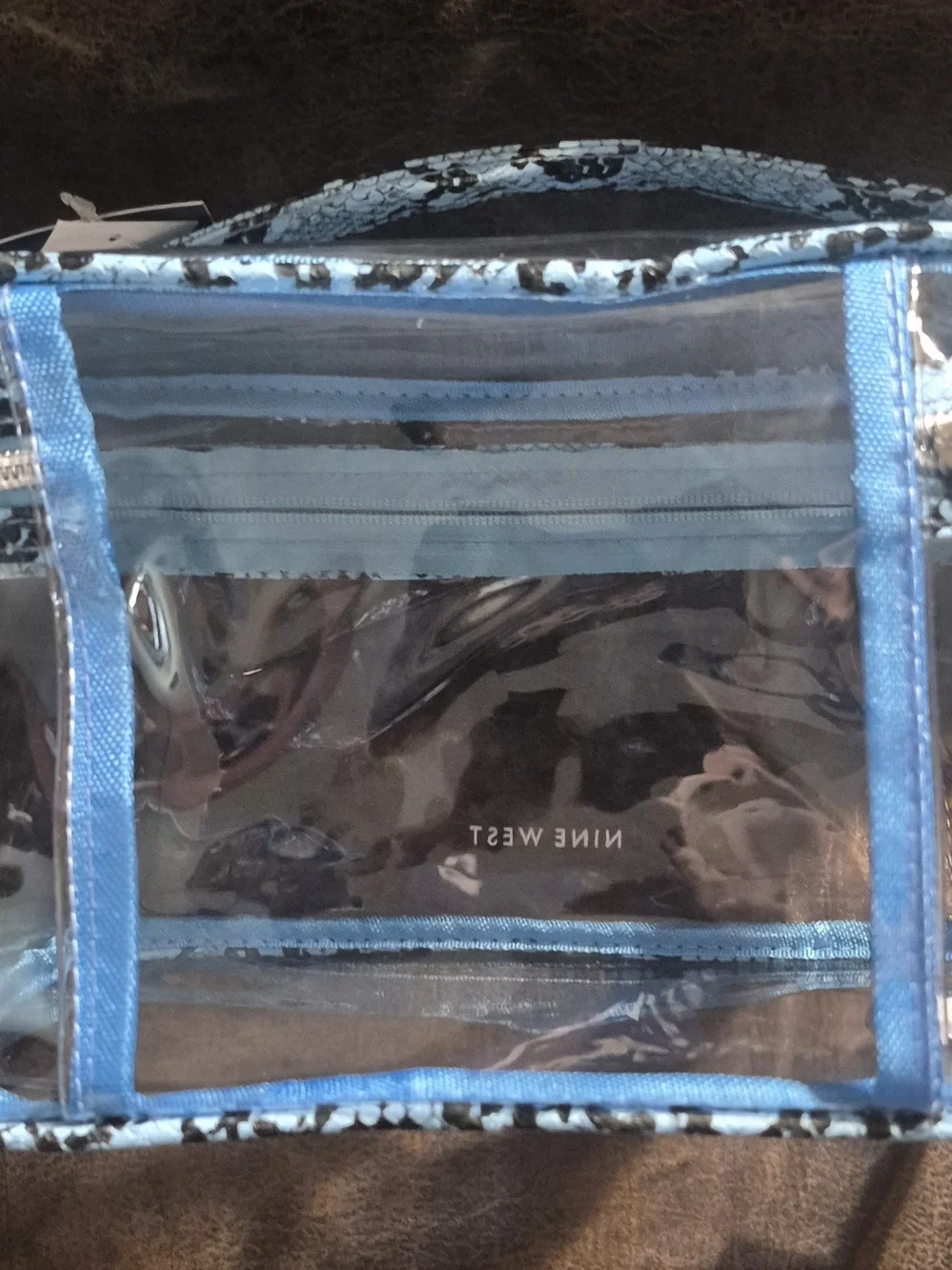 Nine West Clear & Blue Snake Print Cosmetic Bag Set
